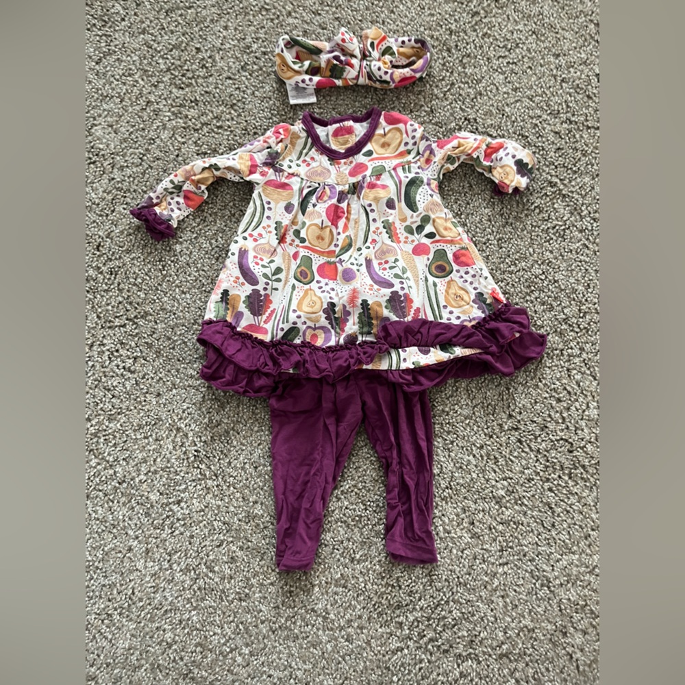 Magnetic Me dress, leggings and bow 3-6 months